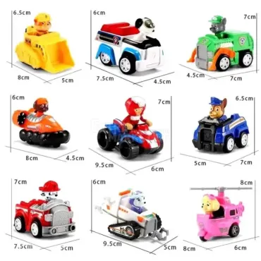 Пълен комплект девет броя фигурки с превозни средства Пес патрул/Paw patrol