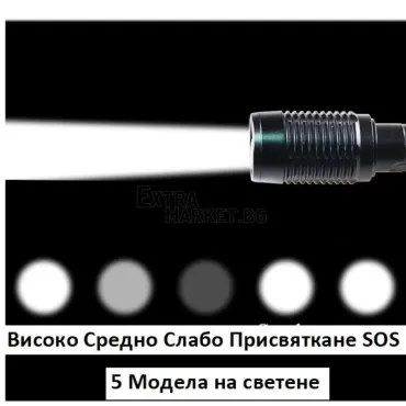 Мощен акумулаторен CREE LED T6 фенер POLICE 800000W