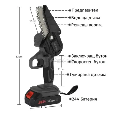 Мини акумулаторен трион с 2 броя батерии 24V