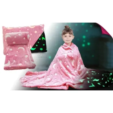 Magic Blanket Детско Розово/Сиво светещо в тъмното плюшено одеяло