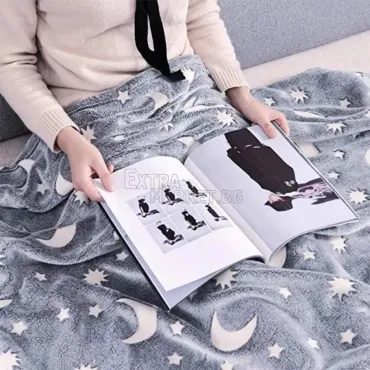 Magic Blanket Детско Розово/Сиво светещо в тъмното плюшено одеяло