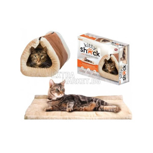Легло и къщичка тунел за котки и домашни любимци Kitty Shack 2 в 1