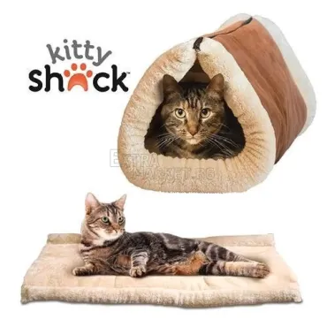 Легло и къщичка тунел за котки и домашни любимци Kitty Shack 2 в 1