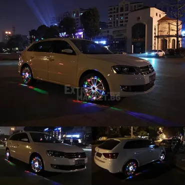 LED соларни цветни светещи капачки за центален отвор на джанти