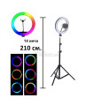 LED Ринг-лампа RGB (14 инча) 15 Цвята+Бяло с трипод 210 сантиметра