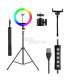 LED Ринг-лампа RGB (14 инча) 15 Цвята+Бяло с трипод 210 сантиметра