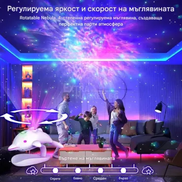 LED лампа делфин "Звездно Небе" с проекция за уют и релакс