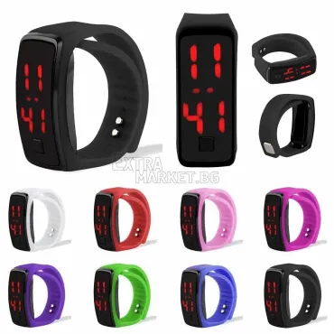 LED дигитален часовник-гривна от силикон за фитнес