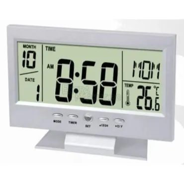 LCD часовник със звуково активиране светлината на дисплея.