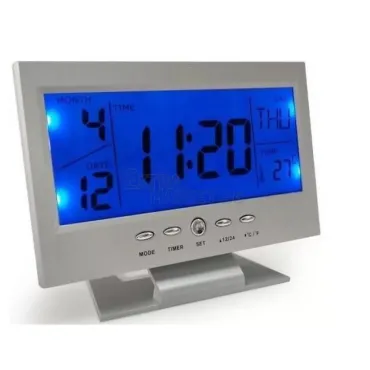 LCD часовник със звуково активиране светлината на дисплея.