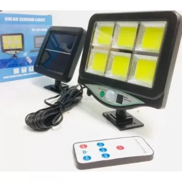 Лампа със соларен панел и 128 COB LED диода-дистанционно, сензор за движение и фотоклетка