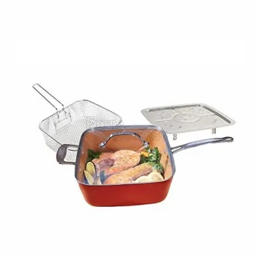 Комплект Copper Pan квадратен тиган със стъклен капак-5 начина на готвене