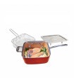 Комплект Copper Pan квадратен тиган със стъклен капак-5 начина на готвене