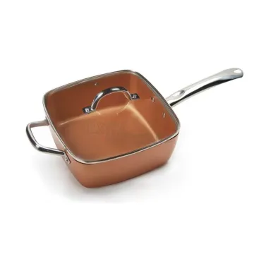 Комплект Copper Pan квадратен тиган със стъклен капак-5 начина на готвене