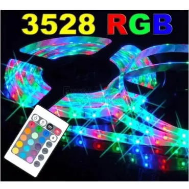 Комплект 5 метра RGB диодна лента с контролер, дистанционно и адаптор