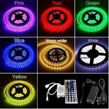Комплект 5 метра RGB диодна лента с контролер, дистанционно и адаптор