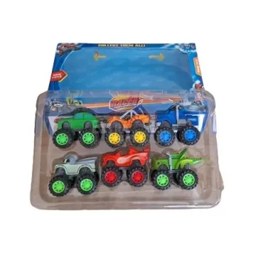 Игрален комплект със шест състезателни колички monster truck