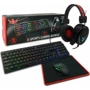 Геймърски комплект E-SPORTS за компютър от 4 части с LED светлина