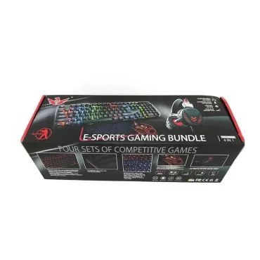 Геймърски комплект E-SPORTS за компютър от 4 части с LED светлина