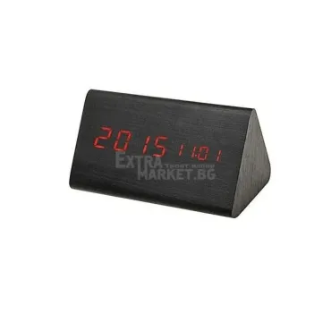 Дигитален триъгълен часовник имитация на дърво с USB захранване или батерии