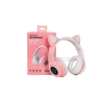 Детски забавни сгъваеми Bluetooth слушалки с котешки уши