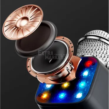 Bluetooth караоке микрофон с 12 диско LED светлини