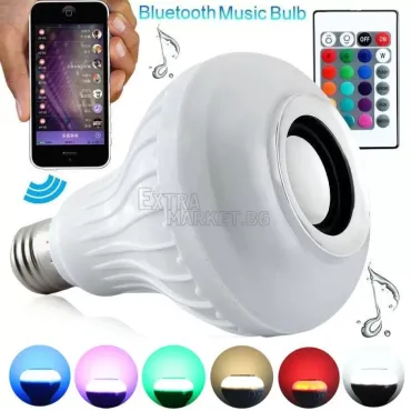 Безжична музикална Bluetooth диско лампа+Бяла светлина