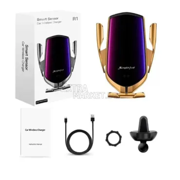 Автомобилна автоматична стойка R1 с вградено безжично Wireless зарядно