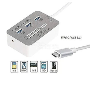 7 в 1 USB Хъб 3.0/3.1 (Type C) в комбинация с четец за карти MS/ M2/ SD/ TF