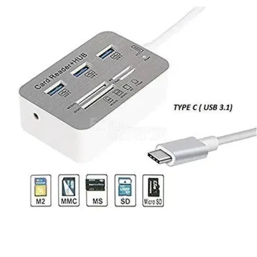 7 в 1 USB Хъб 3.0/3.1 (Type C) в комбинация с четец за карти MS/ M2/ SD/ TF