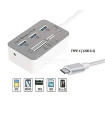 7 в 1 USB Хъб 3.0/3.1 (Type C) в комбинация с четец за карти MS/ M2/ SD/ TF