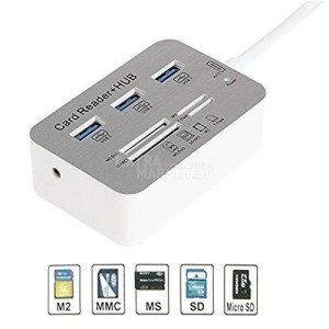 7 в 1 USB Хъб 3.0/3.1 (Type C) в комбинация с четец за карти MS/ M2/ SD/ TF