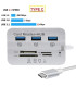7 в 1 USB Хъб 3.0/3.1 (Type C) в комбинация с четец за карти MS/ M2/ SD/ TF