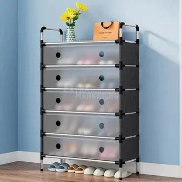 6-степенна сглобяема етажерка за обувки с прахозащитни вратички
