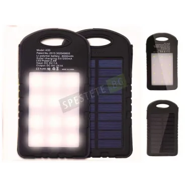 Соларно преносимо зарядно с прожектор 6000mAh
