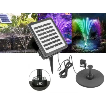 Фонтан с LED светлини и соларен панел