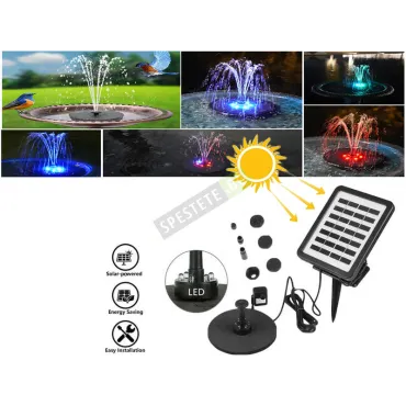 Фонтан с LED светлини и соларен панел